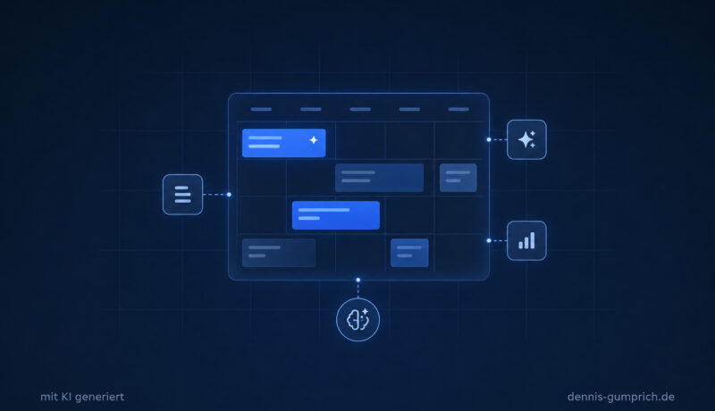 Digitales Planungsboard mit Content-Karten, KI-Unterstützung und Analysefunktionen als Alternative zur Content-Planung in Excel