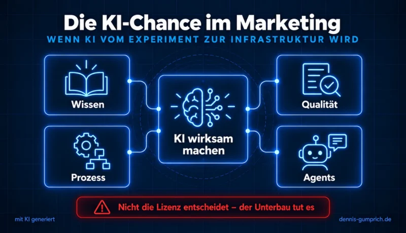 Die KI-Chance im Marketing: Wissen, Prozess, Qualität und Agents machen KI gemeinsam wirksam.